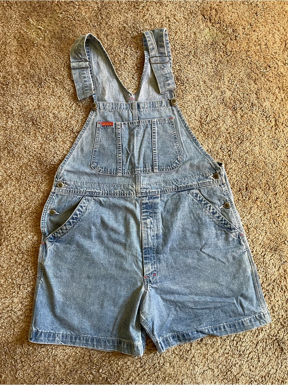 VINTAGE DEADSTOCK IKEDA Women Size L Denim Shortalls 90s Jean Streetwear Cotton